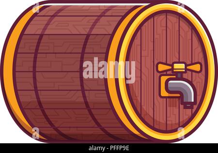 Beer Wooden Keg or Barrel Icon Stock Vector