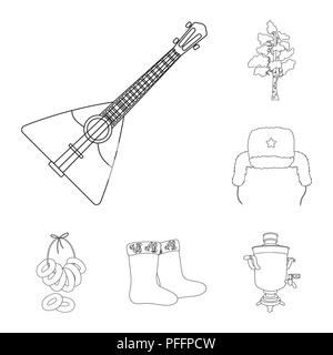 Country Russia, travel outline icons in set collection for design. Attractions and features vector symbol stock  illustration. Stock Vector