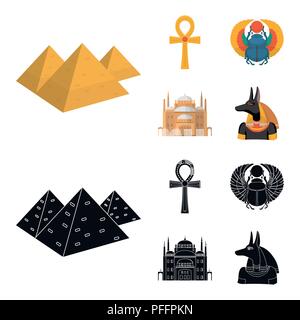 Anubis, Ankh, Cairo citadel, Egyptian beetle.Ancient Egypt set collection icons in cartoon,black style vector symbol stock illustration . Stock Vector