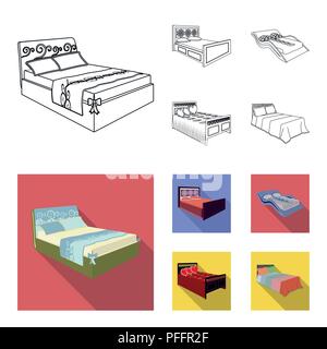 Different beds outline,flat icons in set collection for design. Furniture for sleeping vector isometric symbol stock  illustration. Stock Vector