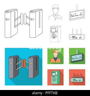 Mechanism,electric ,transport, and other  icon in outline,flat style. Pass, public, transportation icons in set collection Stock Vector