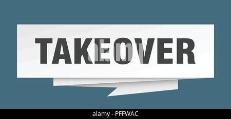 takeover sign. takeover paper origami speech bubble. takeover tag. takeover banner Stock Vector