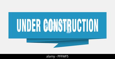 under construction sign. under construction paper origami speech bubble. under construction tag. under construction banner Stock Vector