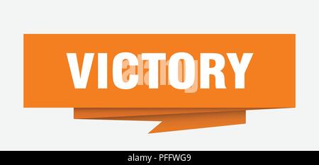 victory sign. victory paper origami speech bubble. victory tag. victory banner Stock Vector