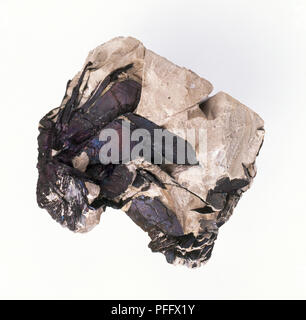 Covellite in clay groundmass, close-up Stock Photo