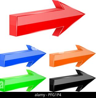 Colored arrows. 3d next signs Stock Vector