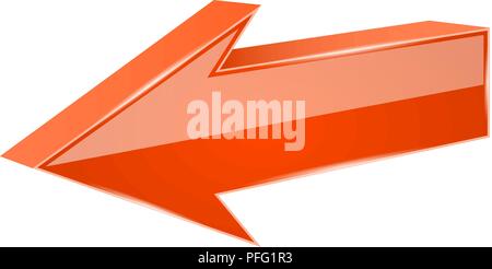 Orange arrow. 3d previous sign Stock Vector