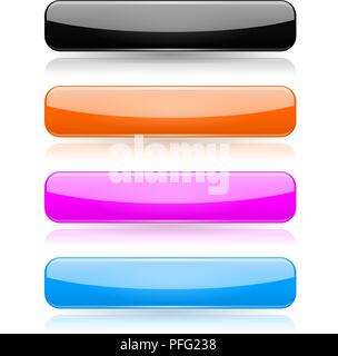 Colored buttons. 3d glass menu icons. Vector illustration isolated on white background Stock Vector