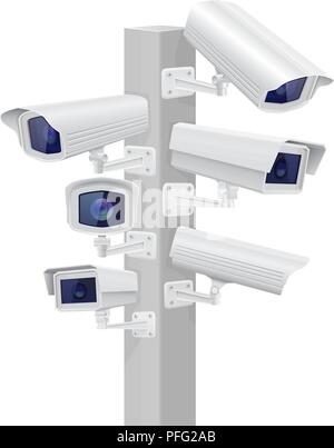 Security cctv cameras set. Traffic supervision Stock Vector