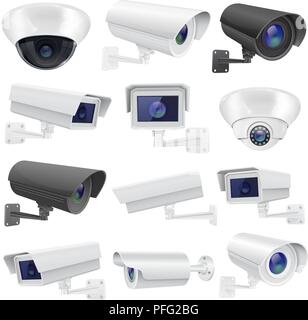 Cctv Security Camera Ceiling And Wall Mounted Devices Stock