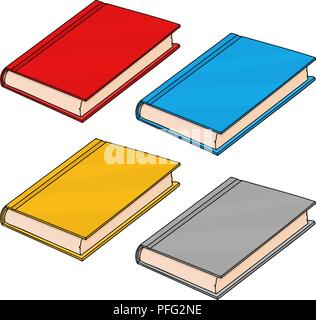 Textbooks. Colored doodle style illustration Stock Vector