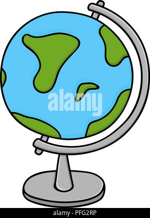Globe - model of earth. Colored doodle style illustration Stock Vector