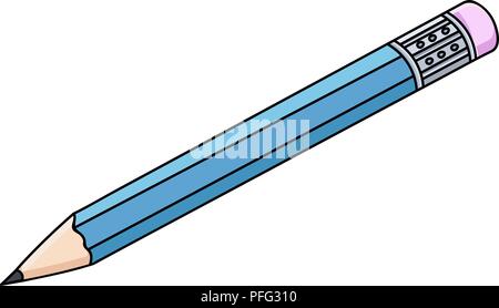 Pencil with eraser. Doodle style illustration Stock Vector