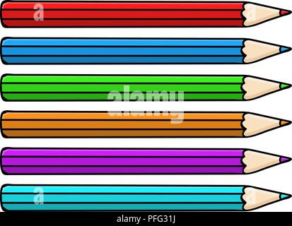 Colored pencils. Doodle style illustration Stock Vector