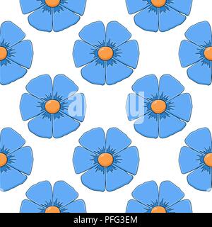 Blue flowers. Seamless pattern Stock Vector