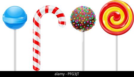 Lollipops. Set of different candies Stock Vector