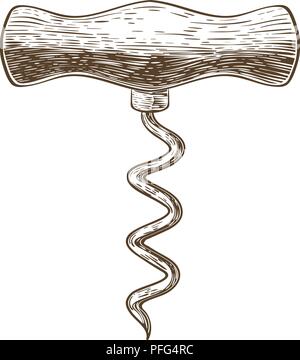 Corkscrew. Vintage style. Hand drawn sketch Stock Vector