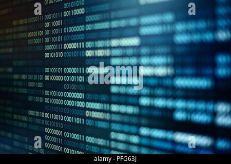 blue binary code. blocks of binary data. Blockchain concept. blue background with computer digital binary code bit number one and zero text. Stock Photo