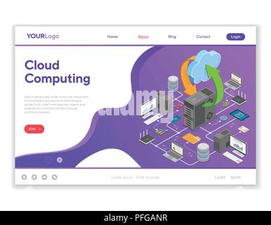 Data Network Cloud Computing Technology Isometric Stock Vector