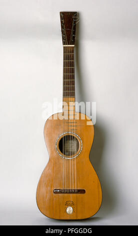 Spanish six-course guitar, made by Pages, c. 1804, front view Stock Photo