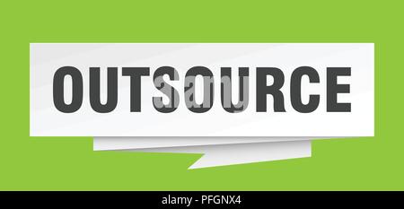 outsource sign. outsource paper origami speech bubble. outsource tag. outsource banner Stock Vector