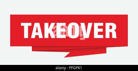 takeover sign. takeover paper origami speech bubble. takeover tag. takeover banner Stock Vector