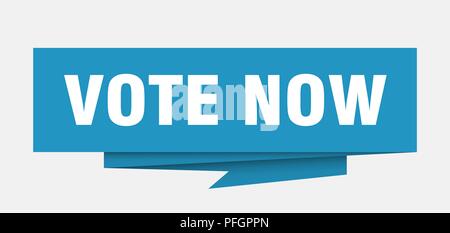 vote now sign. vote now paper origami speech bubble. vote now tag. vote now banner Stock Vector
