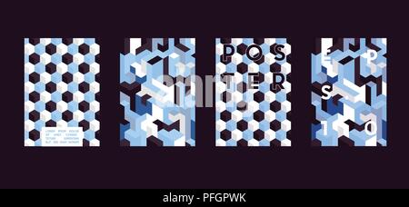 Poster with flat geometric pattern. Cool colorful backgrounds. Applicable for Banners, Placards, Posters, Flyers. Vector illustration. Stock Vector