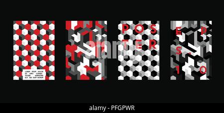Poster with flat geometric pattern. Cool colorful backgrounds. Applicable for Banners, Placards, Posters, Flyers. Vector illustration. Stock Vector