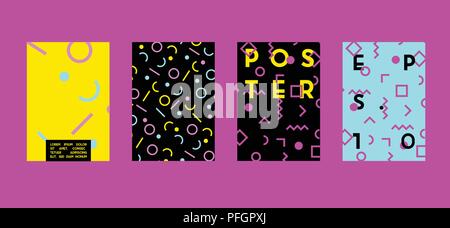 Poster with flat geometric pattern. Cool colorful backgrounds. Applicable for Banners, Placards, Posters, Flyers. Vector illustration. Stock Vector