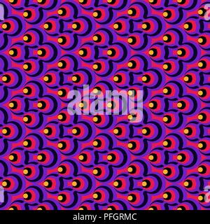 Abstract circles striped flowers vibrant seamless gradient lilac pattern for craft, wrapping, fabric, textile Stock Vector