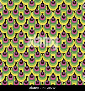 Abstract circles striped flowers vibrant seamless gradient green pattern for craft, wrapping, fabric, textile Stock Vector