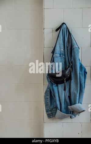 Hanged jean jacket Stock Photo