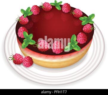 Raspberry cake Vector realistic. Sweet tasty dessert. Menu template Stock Vector