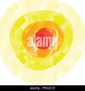 Red and Yellow watercolor background. Circle elements for grreting card and poster artworks. Stock Vector