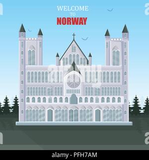 Norway landmarks card Stock Vector