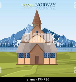 Norway landmarks card Stock Vector