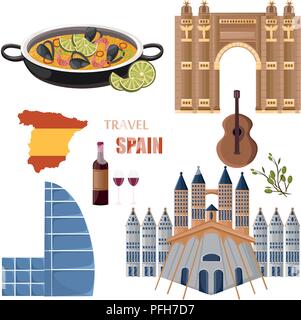 Spain travel landmarks collection Stock Vector