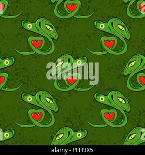 Snake Seamless Background. Animal Pattern. Attack Crawling Danger Predator Stock Vector