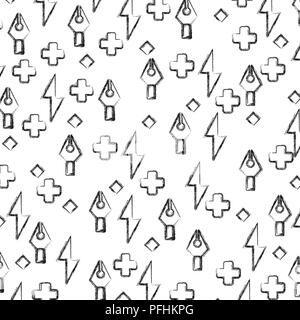 creative steel tip pen rays buttons background pattern vector illustration hand drawing Stock Vector