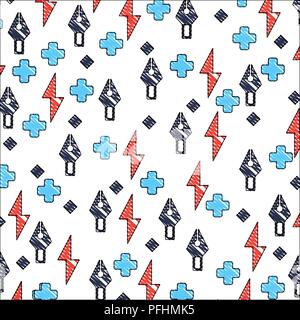 creative steel tip pen rays buttons background pattern vector illustration Stock Vector