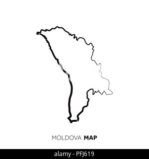 Moldova vector country map outline. Black line on white background Stock Vector