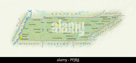 Map of Tennessee, close-up Stock Photo