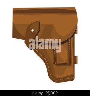 Army handgun holster icon in cartoon style isolated on white background. Military and army symbol vector illustration Stock Vector