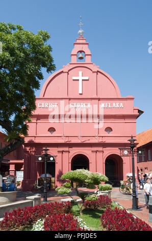 Malaysia, Melaka, Melaka Town, Christ Church, pink facade of 18th century Colonial church Stock Photo