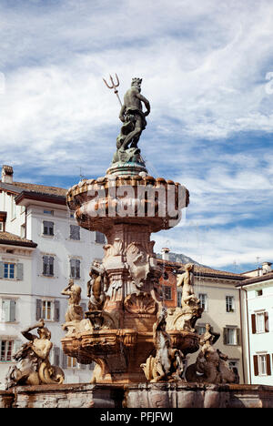 Fountain of Neptune on the Piazza Duomo in Trento, Italy Stock Photo