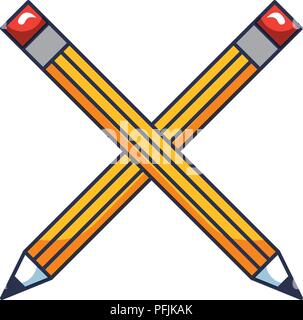 crossed wooden pencils creativity tool vector illustration Stock Vector