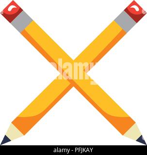 crossed wooden pencils creativity tool vector illustration Stock Vector