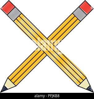 crossed wooden pencils creativity tool vector illustration Stock Vector