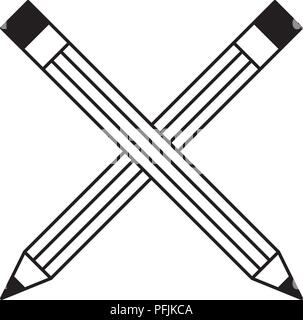 crossed wooden pencils creativity tool vector illustration Stock Vector